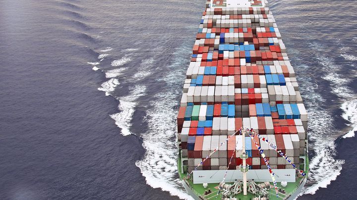 Container ship under way
